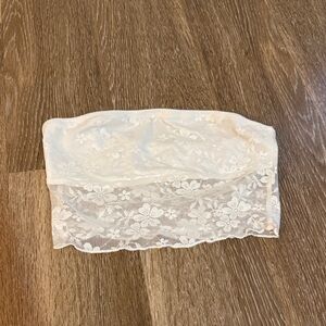 Strapless Floral Lace Tube Top - White